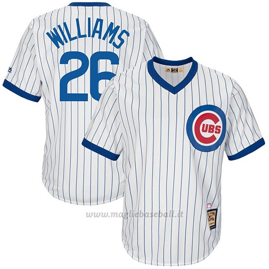 Maglia Baseball Uomo Chicago Cubs 26 Menscubs Billy Williams Bianco Cooperstown Collezione Cool Base